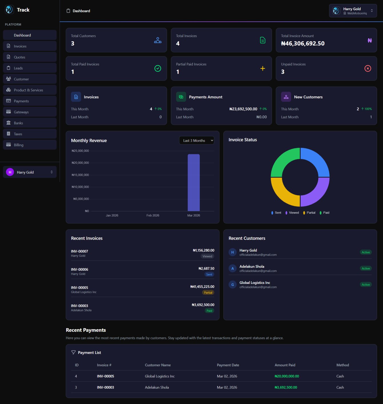 TrackInvoice screenshot